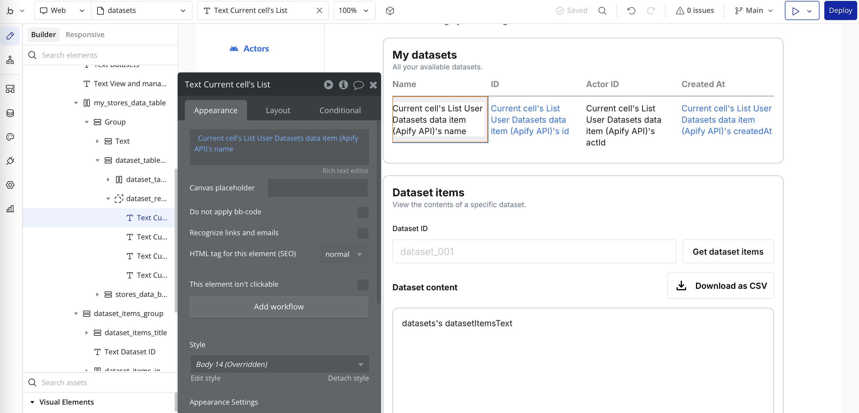 Step 4 - Repeating group data cell